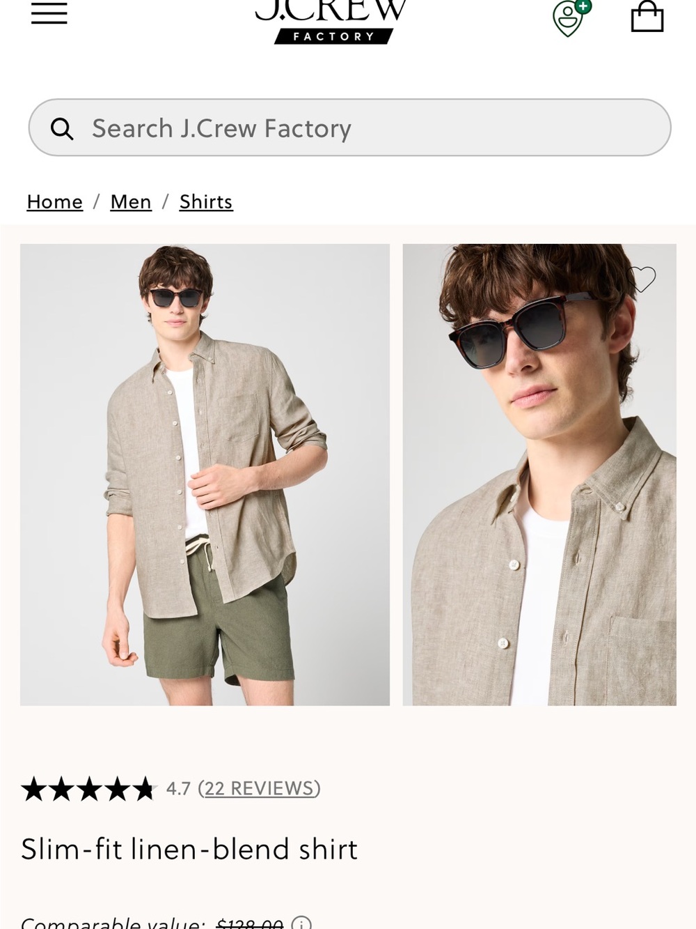 J. Crew Slim-fit linen-blend shirt - Dusty Khaki Cross Dye NWOTs